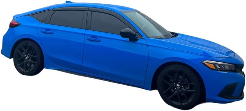 Optimal Co 2022-2026 Tape-On Rain Guards for Honda Civic Hatchback Side Window Visor Deflectors HB LX Sport Touring EX-L Tinted Vent Shades Protectors 2023 2024 2025 - Image 2